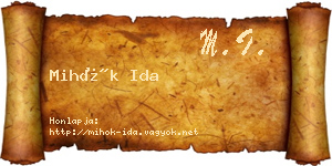 Mihók Ida névjegykártya